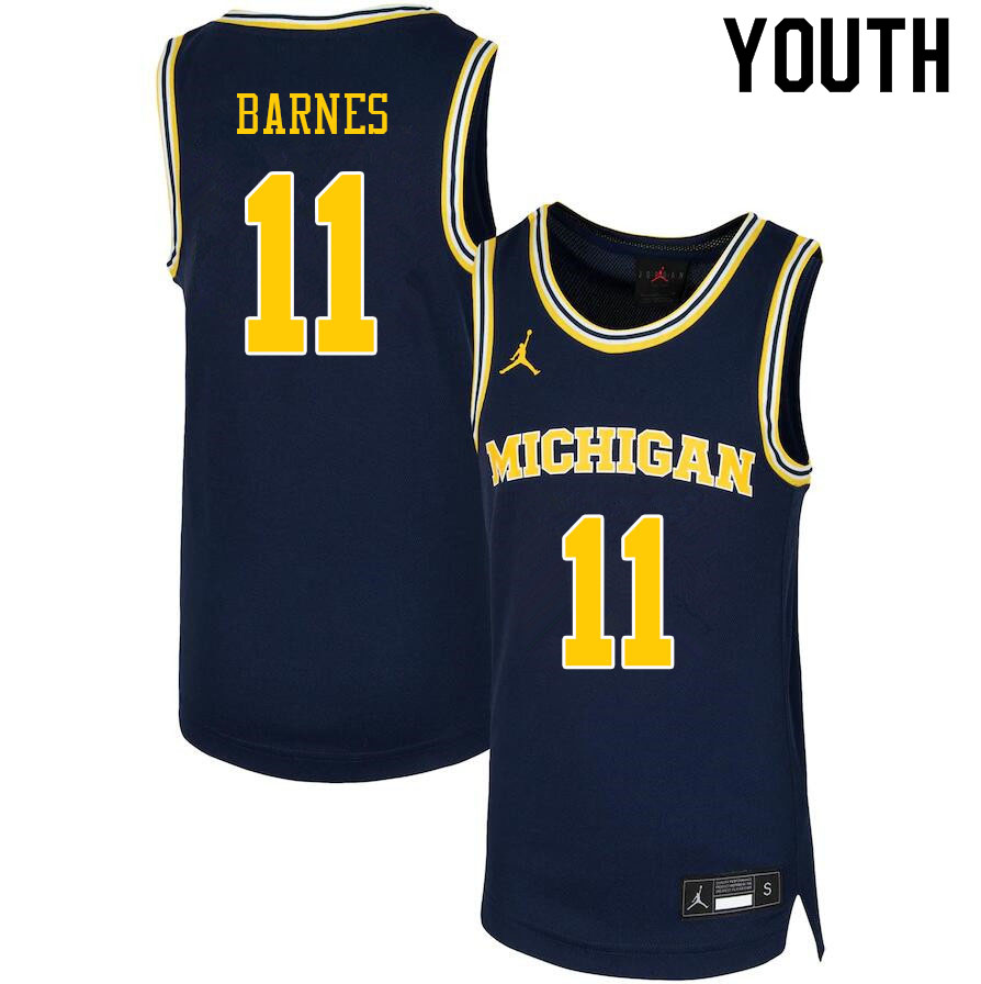 Youth #11 Isaiah Barnes Michigan Wolverines College Basketball Jerseys Sale-Navy